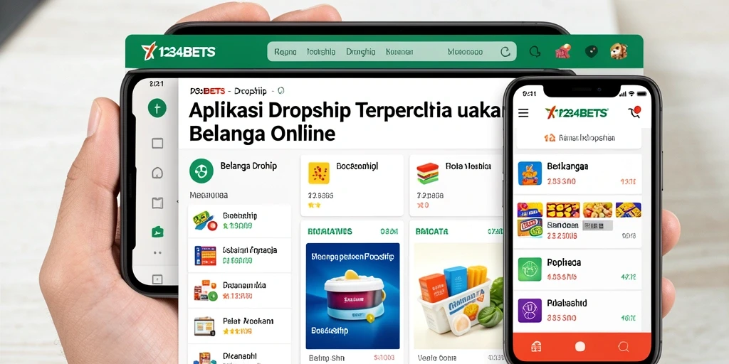 Tampilan antarmuka aplikasi 1234BETS untuk belanja Dropship.