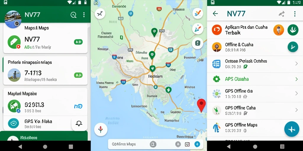 Tampilan antarmuka NV77 dengan peta GPS Offline yang jelas dan informatif.