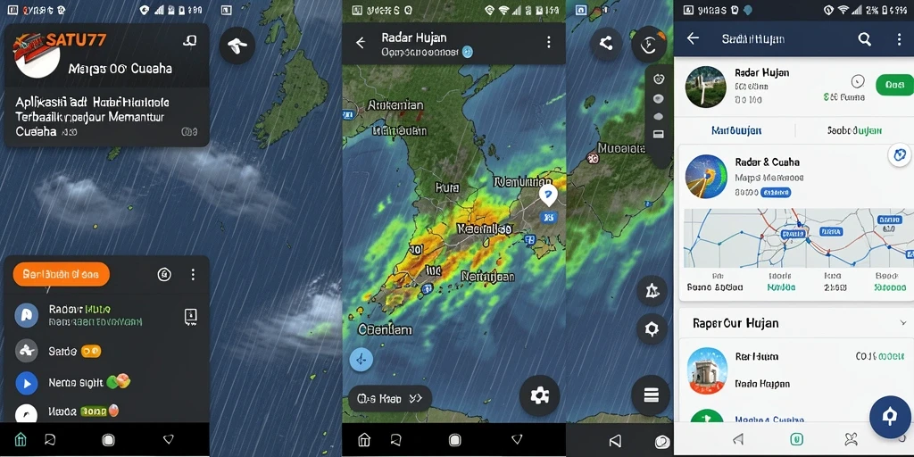 Tampilan antarmuka aplikasi SATU77 dengan fitur Radar Hujan.