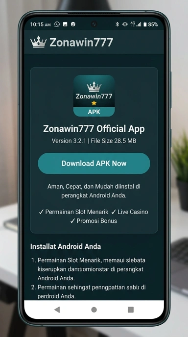 Tampilan halaman APK zonawin777
