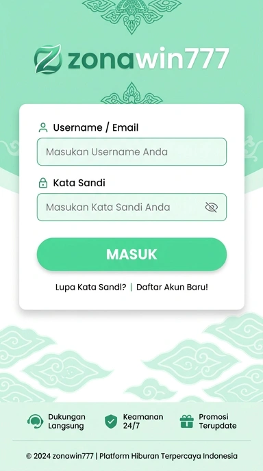 Tampilan halaman login zonawin777